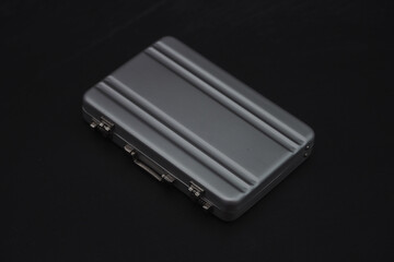 Silver metal suitcase made of metal mini mockup deco suitcase