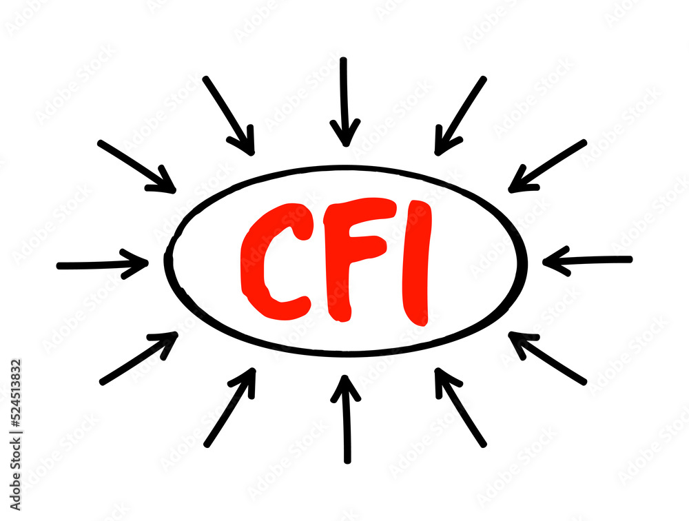 Poster cfi - custom factory integration acronym text with arrows, business concept background