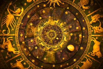 Zodiac Signs Horoscope background. Concept for fantasy and mystery