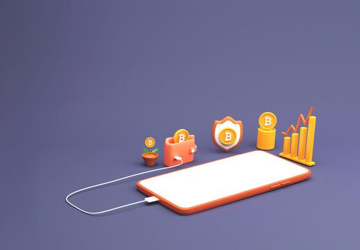 3D Render of Smart Mobile Phone Social Media and App Presentation Mockup