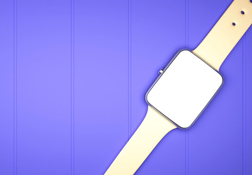 3D Render of Smart Wrist Watch for Apps Screen Presentation Mockup