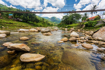 The mountains and river at Kiriwong village, Nakorn Sri Thammarat., Thailand Asia