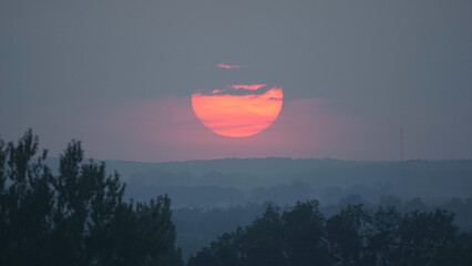 Sunset in the green city