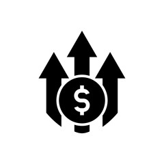 Money with arrow up, a bullish symbol for financial market icon vector
