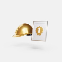 Distinctive diploma as a gift on the day of the worker. Prize and gift certificate. Industry and developer. 3d rendering.