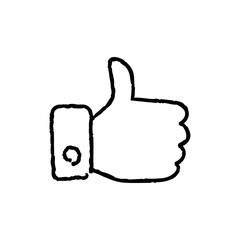 Thumbs up hand-drawn icon vector graphic illustration