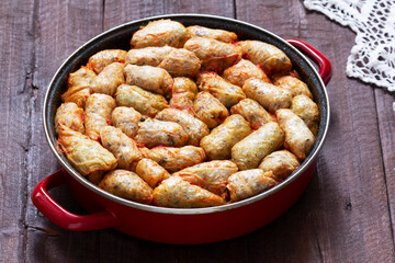 Cabbage rolls, a traditional dish of Moldovan and Romanian cuisine.