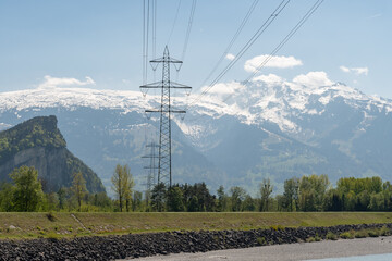 Power pole station in Balzers in Liechtenstein