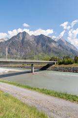 Fototapeta na wymiar Rhine river in Truebbach in Switzerland