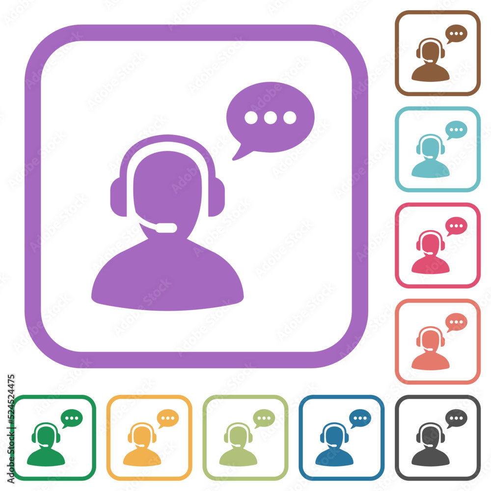 Poster talking operator active solid simple icons