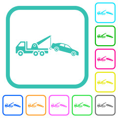 Car towing vivid colored flat icons