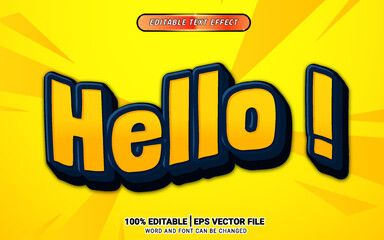 Hello yellow 3d editable text effect template design