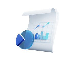 papers with data analytics 3d illustration