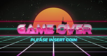 Animation of game over text over shapes - Powered by Adobe