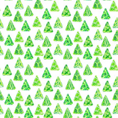 Watercolor seamless pattern with stylized Christmas trees