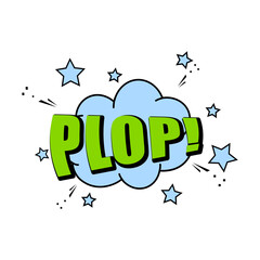 Plop comic icon, speech bubble with expression