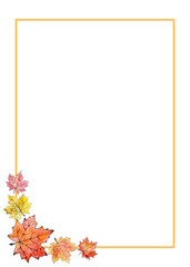 Watercolor frame with autumn leaves. Without background. 