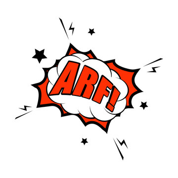 Arf expression icon at comic speech bubble design