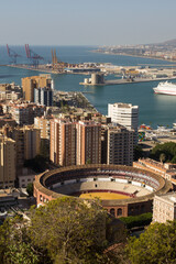Imagen tomada desde el Mirador de Málaga de la plaza de toros