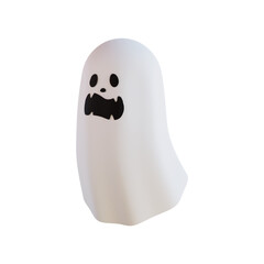 halloween flying white ghost 3d illustration.