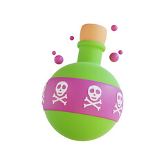 green bottle poison 3d illustration