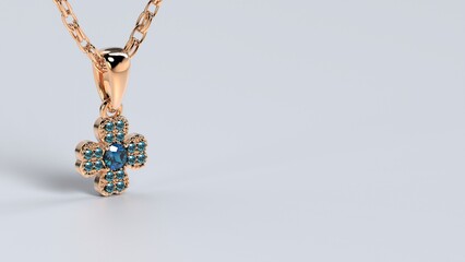 Fototapeta premium beautiful male or female pendent or locket love heart care color stones yellow or rose or white gold or platinum 3d render