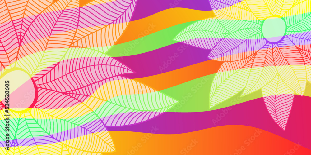 Poster abstract vector color background with waves and flower.