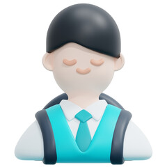 student 3d render icon illustration