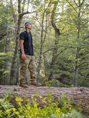 Fototapeta premium Indigenous young men hiking in nature