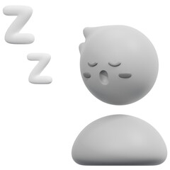 sleepy 3d render icon illustration