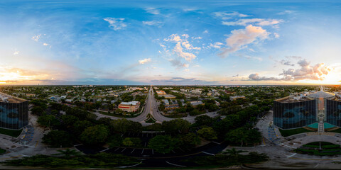 Aerial 360 drone photo Regus Hollywood Presidential Circle at sunset