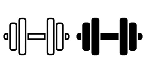 ofvs112 OutlineFilledVectorSign ofvs - dumbbell vector icon . isolated transparent . exercise workout in gym - fitness . black outline and filled version . AI 10 / EPS 10 . g11433