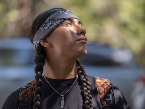Indigenous young man in nature