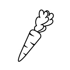 Carrot icon in doodle style. Stylish monochrome black and white sketch.