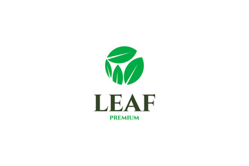 Fototapeta premium Flat leaf circle logo design vector illustration idea