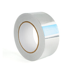 Adhesive tape with aluminum foil, sticky tape, on a white background