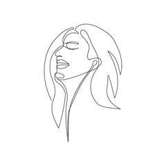 Vector illustration of a girl listening to music drawn in line art style