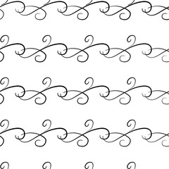 Abstract wavy line of black twig on white