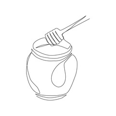 Honey jar vector illustration drawn in line art style