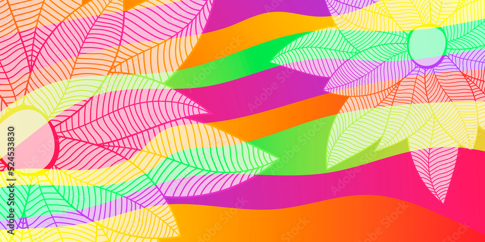 Aufkleber abstract color background with waves and flower.