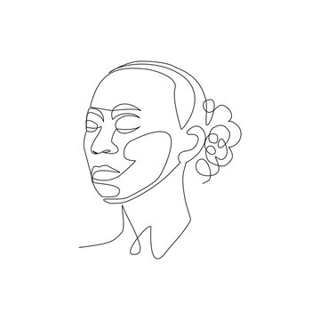 recommend clip art: Vector illustration of woman portrait in line art style