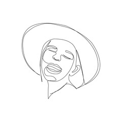 Vector illustration of smiling girl drawn in line art style