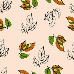 Seamless pattern with autumn leaves