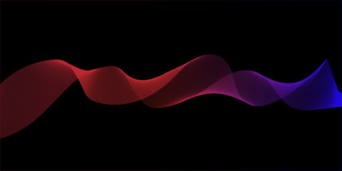 Abstract wave lines dynamic flowing colorful light isolated on black background. Vector illustration design element in concept of music, party, technology, modern