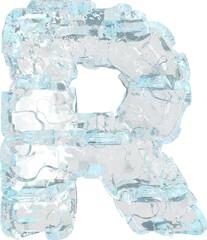 Symbol made of ice 3d. letter r