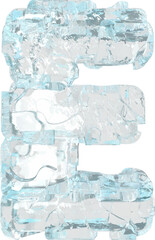 Symbol made of ice 3d. letter e