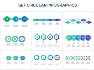 Circular infographic with 3, 4, 5 steps, options, parts or processes. Business data visualization.