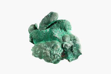 Green malachite copper carbonate crust layered spherolites with needle crystals. Museum Mineral...