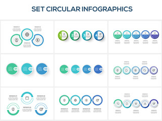 Circular infographic with 3, 4, 5 steps, options, parts or processes. Business data visualization.