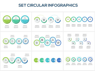 Circular infographic with 3, 4, 5 steps, options, parts or processes. Business data visualization.